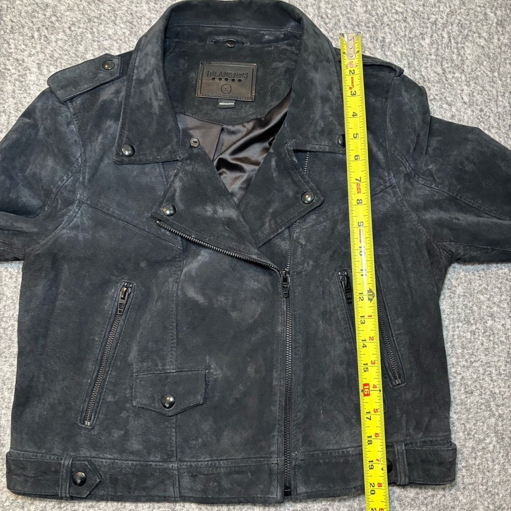 Blank NYC Women’s Suede Moto Jacket Asymmetrical Zip Soft Black Onyx Size L - Picture 11 of 14
